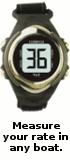 [Picture of wristwatch showing stroke rate of 36] Measure your rate in any boat. Now on sale in the UK and EU. [Cadence logo]